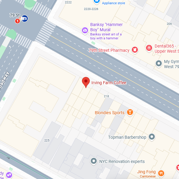 Map to Irving Farm Coffee cafe