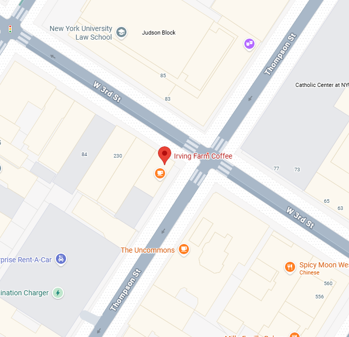 Map to Irving Farm Coffee cafe