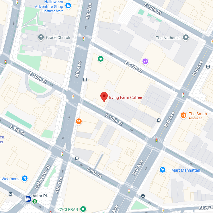 Map to Irving Farm Coffee cafe