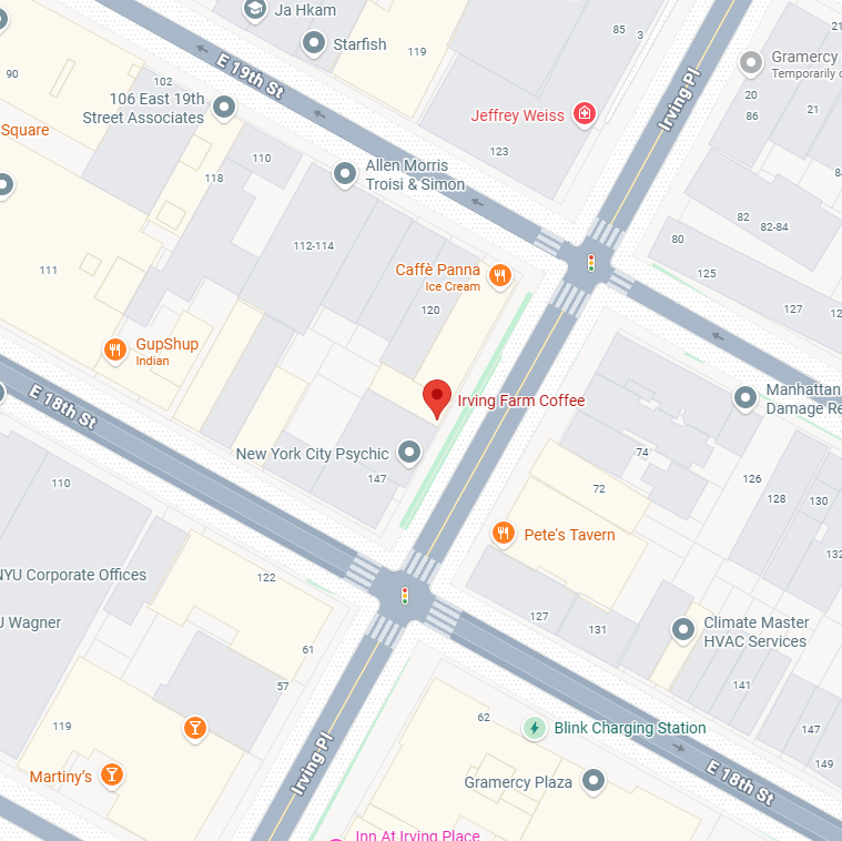 Map to Irving Farm Coffee cafe