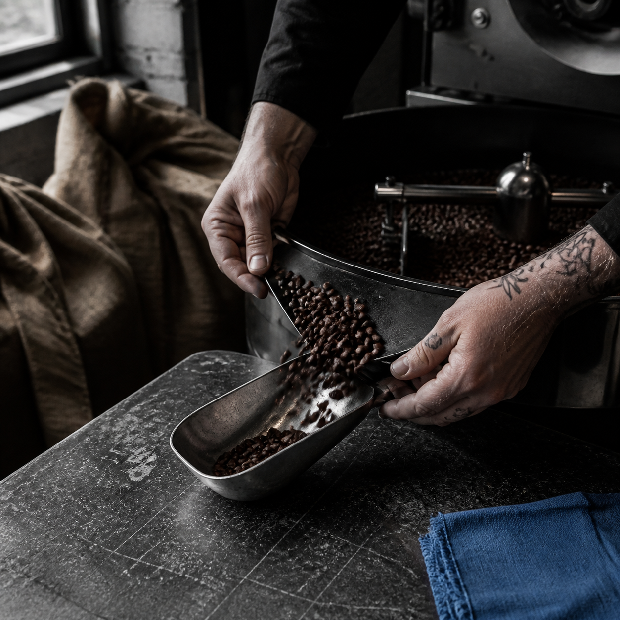 Coffee beans in the roastery